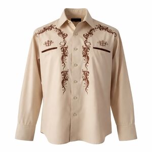 Vintage Y2K Patron Cito Red Label Brown Western Shirt Embroidered Cowboy Sz S